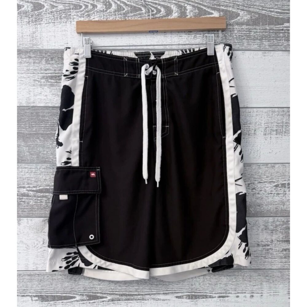 Tony Hawk Baggy Board Swim Shorts w/Pockets Men’s S (33w) Black Skater Y2k